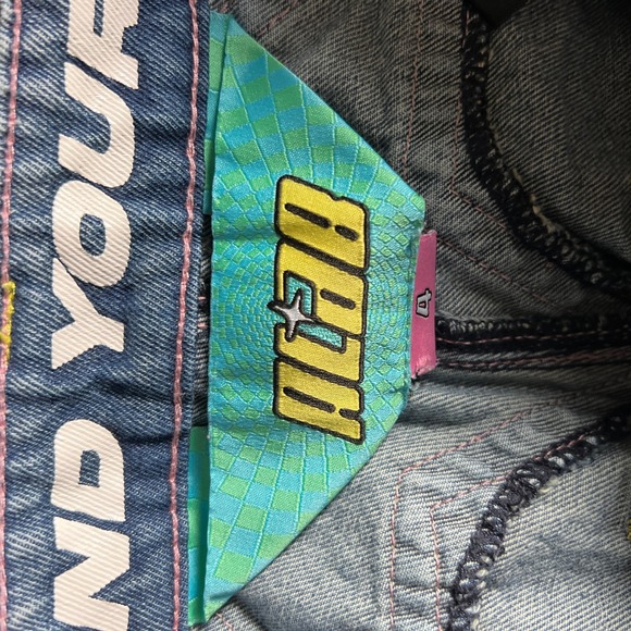 Y2K Baggy Jorts ALAB Mens Deep Pockets Skate Short Embroidered Star Graphic Blue - Picture 11 of 13